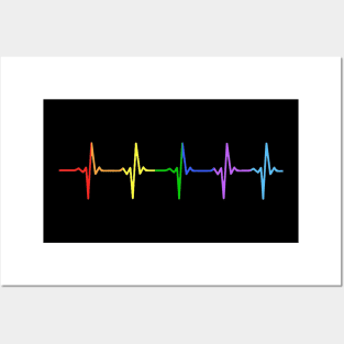 Rainbow Pulse Hearbeat Posters and Art